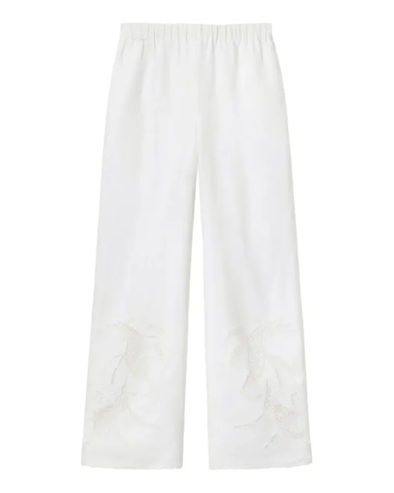 Lafayette148 Riverside embroidered palazzo pants - Weiß Weiß