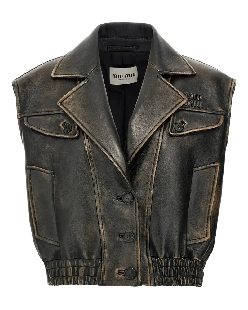 Miu Miu Cropped-Weste aus Leder - Braun Braun