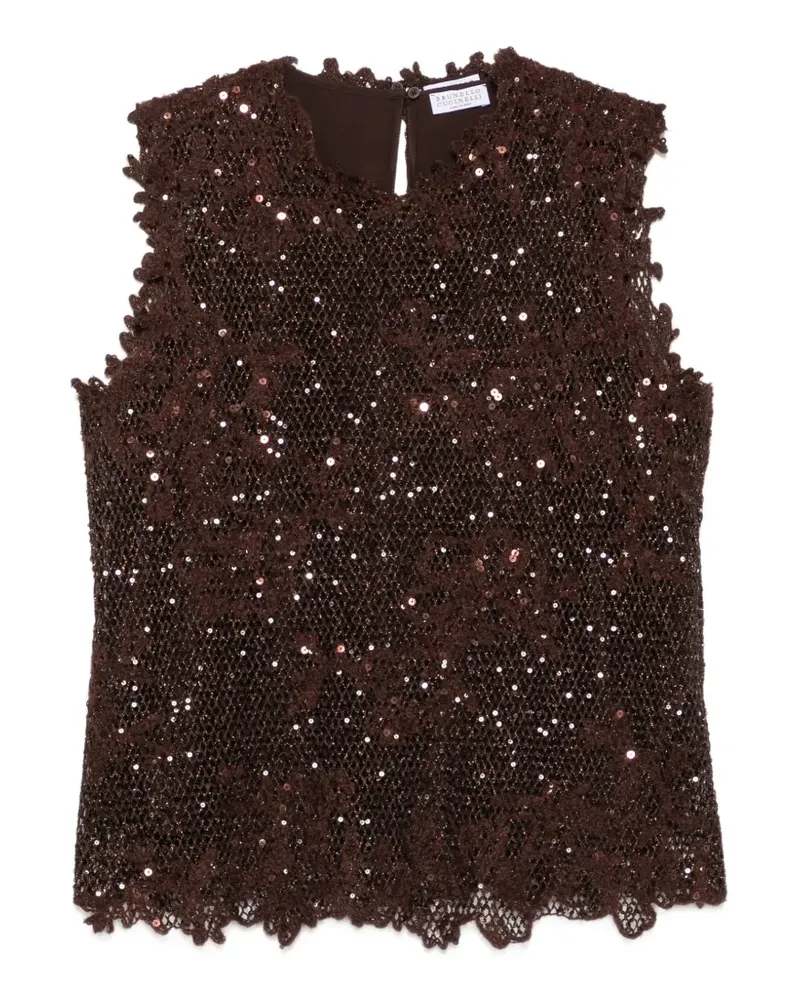 Brunello Cucinelli Top mit Pailletten - Braun Braun