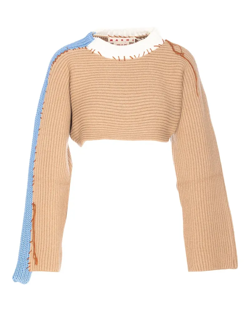 Marni Asymmetrischer Cropped-Pullover - Nude Nude