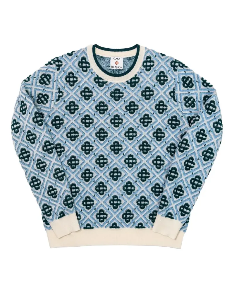 Casablanca Paris monogram-knit wool sweater - Blau Blau