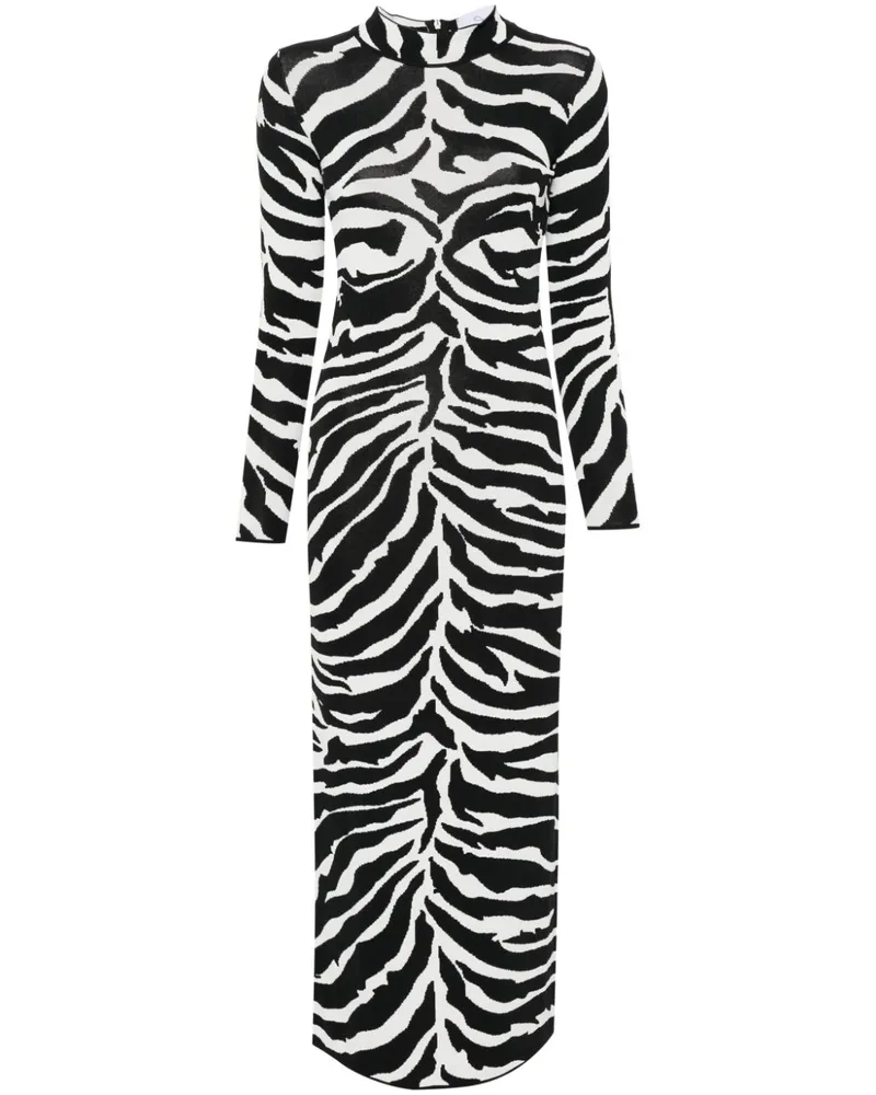 Ana Radu Langes Kleid mit Zebramuster - Schwarz Schwarz