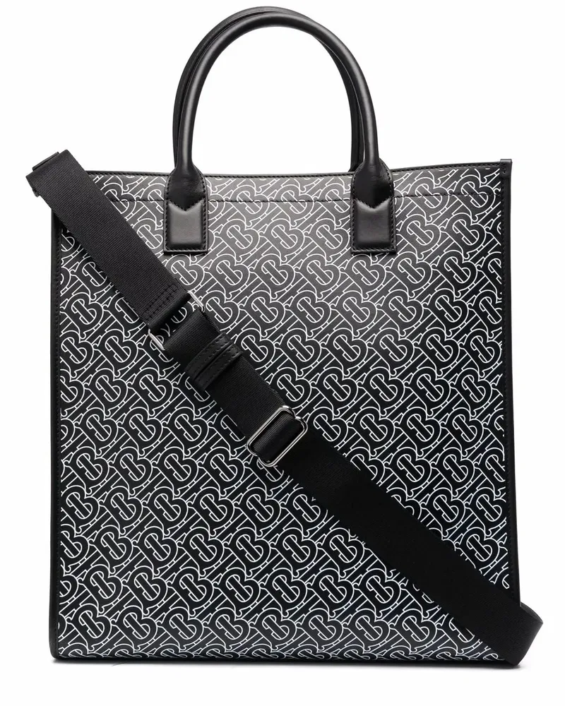 Burberry Shopper mit Monogramm-Print - Schwarz Schwarz
