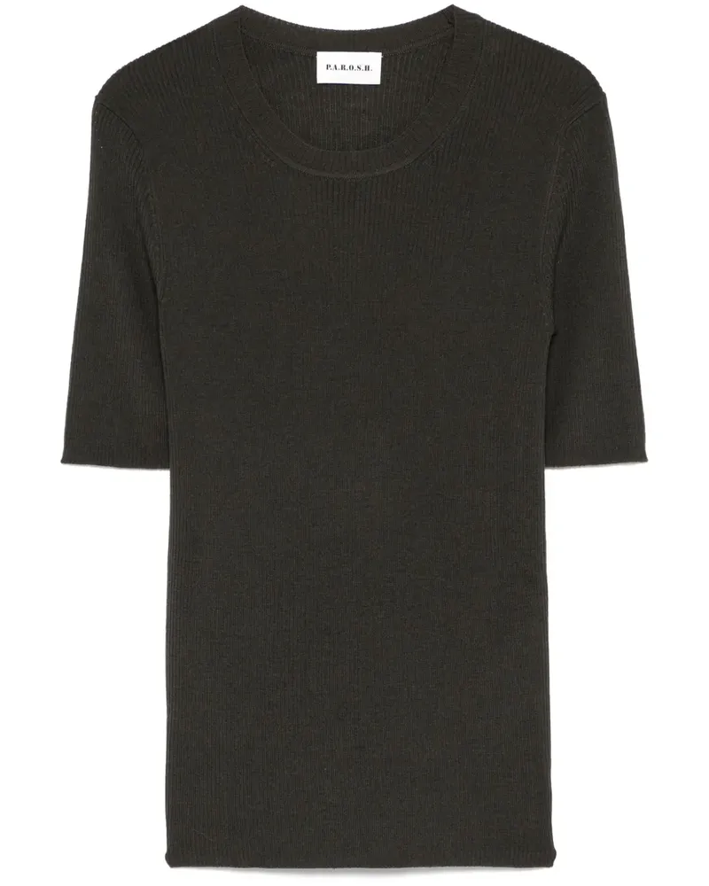 P.A.R.O.S.H. P.A.R.O H. Geripptes T-Shirt - Grün Grün