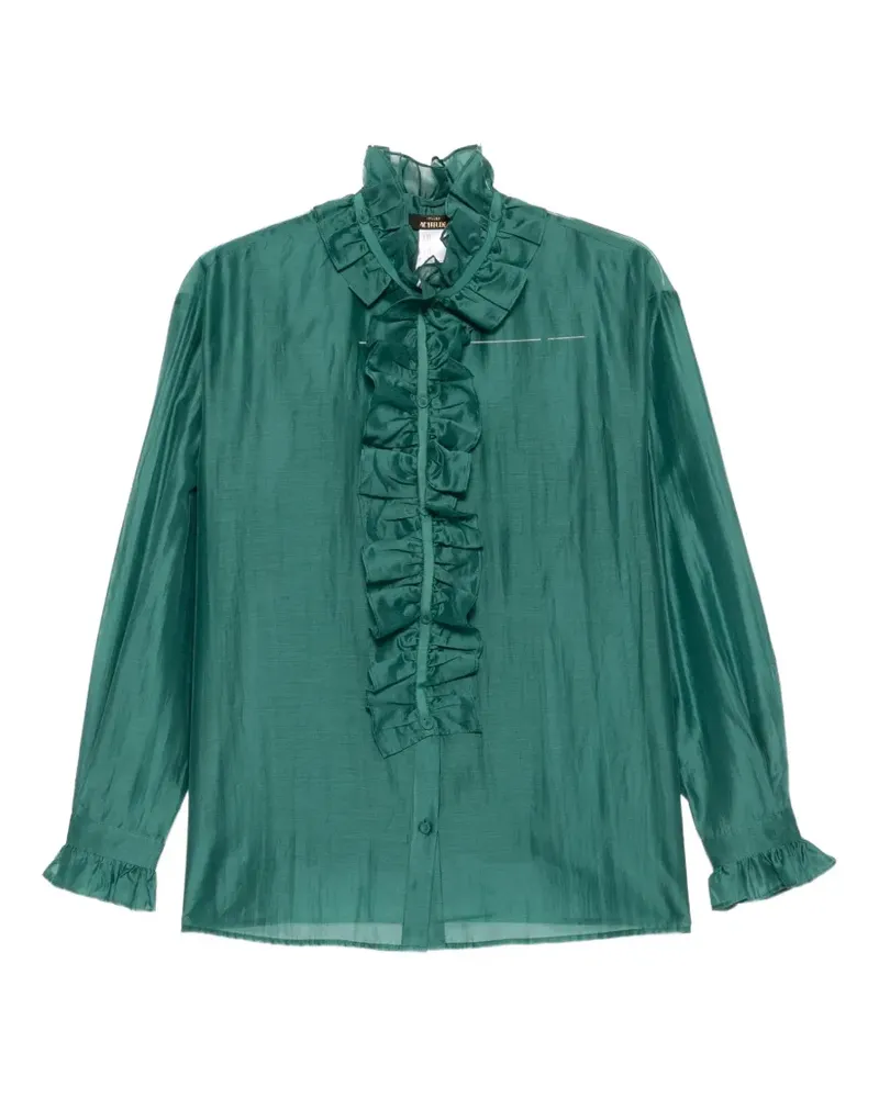 Twin-Set ruffled semi-sheer blouse - Grün Grün