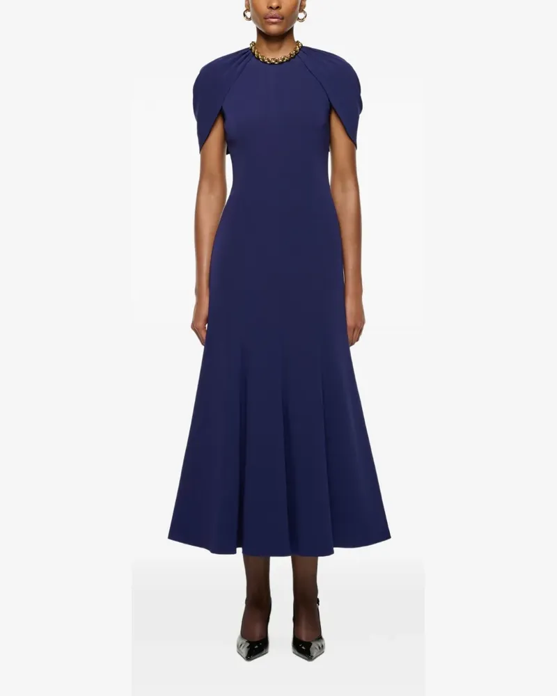 Roland Mouret Midikleid mit gerafftem Schal - Blau Blau