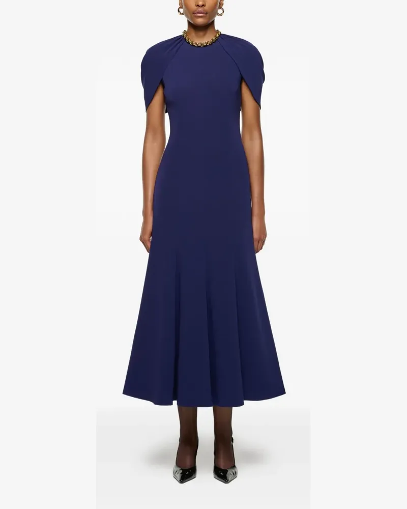 Roland Mouret gathered-shawl midi dress - Blau Blau