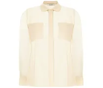 Seidenhemd mit Logo-Stickerei - Nude