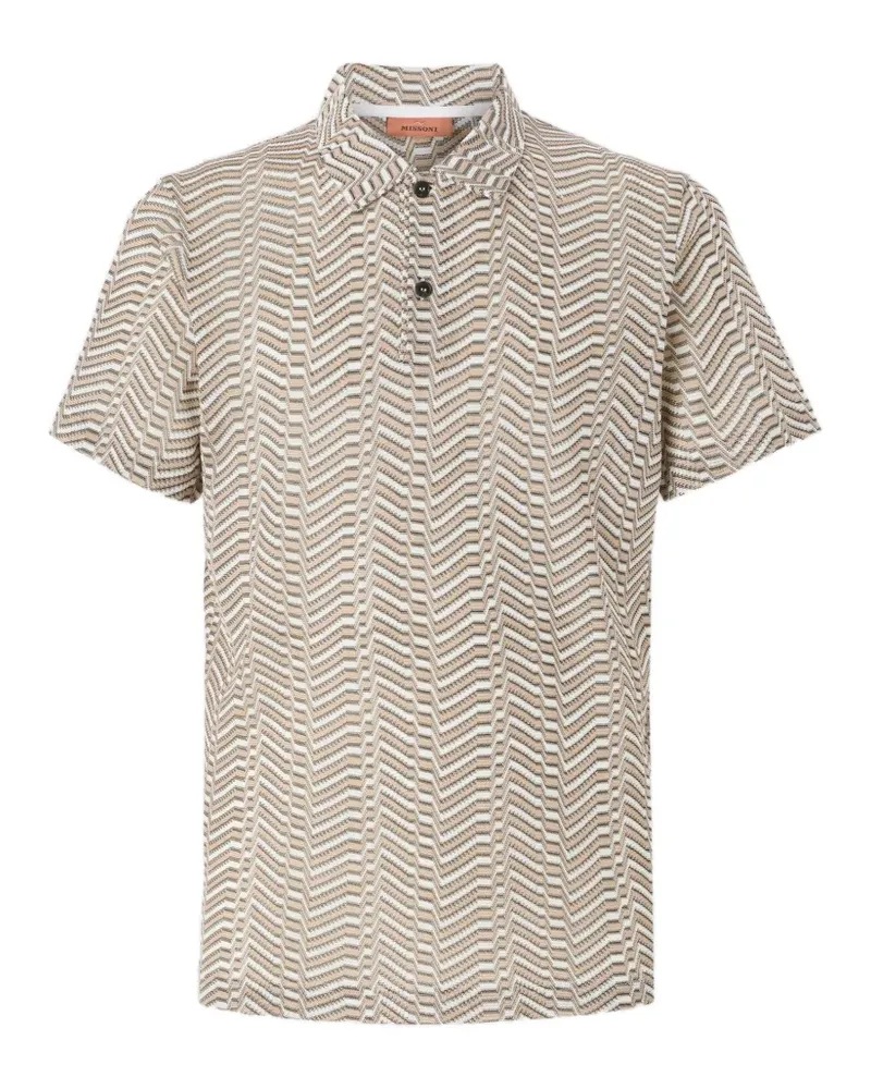 Missoni Poloshirt aus Viskose und Baumwolle mit griechischem Schlüsselmotiv - Nude Nude