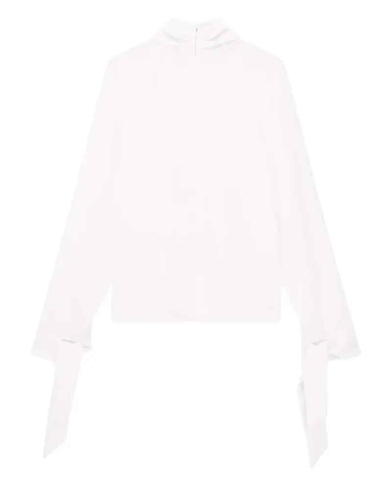 Emporio Armani Bluse mit Stehkragen und Schleifenbündchen - Weiß Weiß