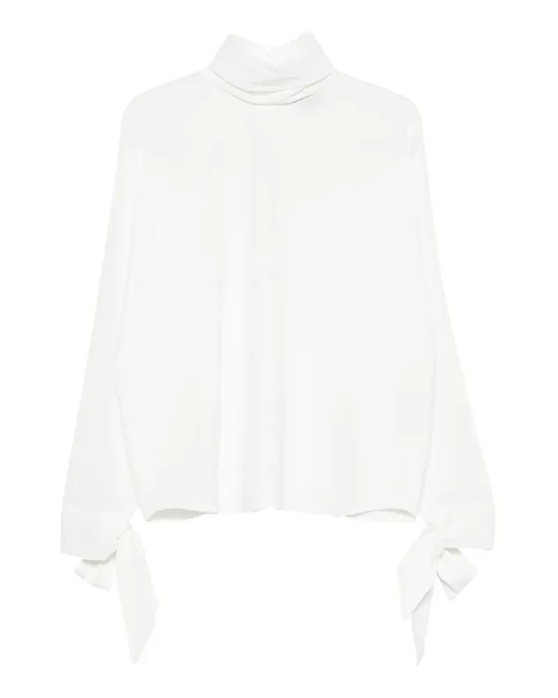 Emporio Armani Bluse mit Stehkragen und Schleifenbündchen - Weiß Weiß