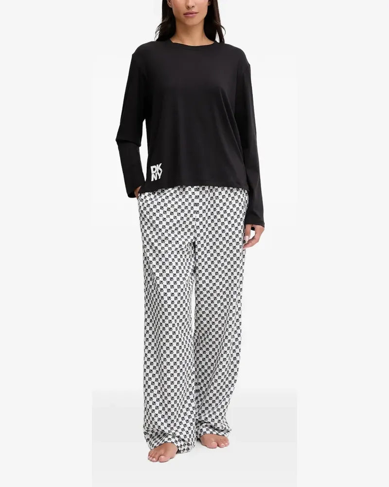 DKNY long-sleeved logo pajama set - Schwarz Schwarz