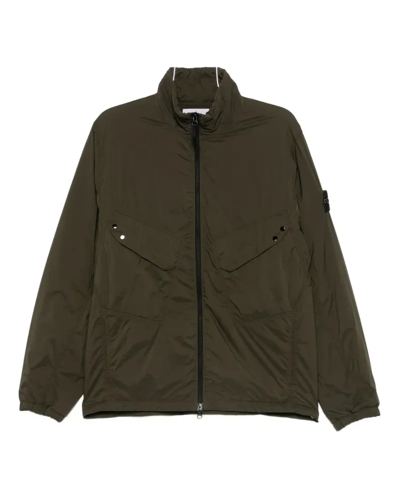 Stone Island logo-patch zip-up jacket - Grün Grün