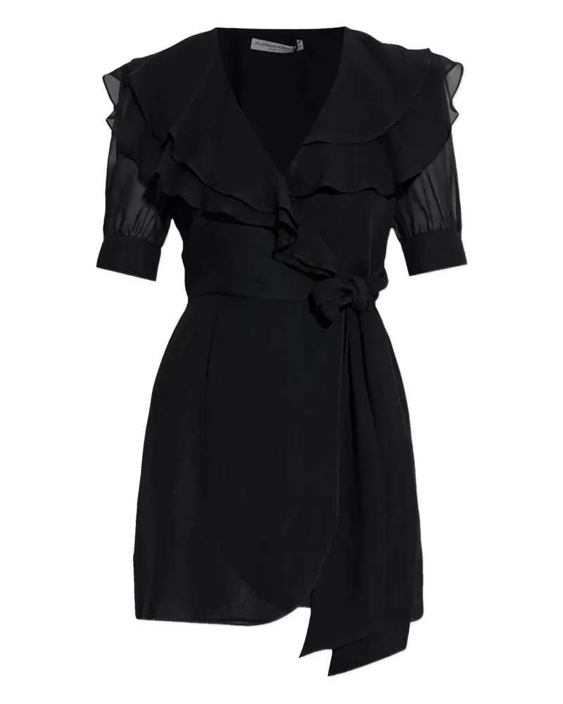 Alessandra Rich Gewickeltes Kleid mit Rüschendetail - Schwarz Schwarz