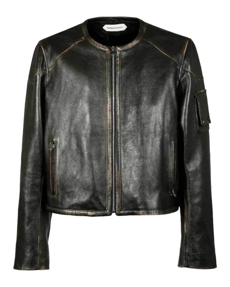Namacheko distressed-effect leather jacket - Braun Braun