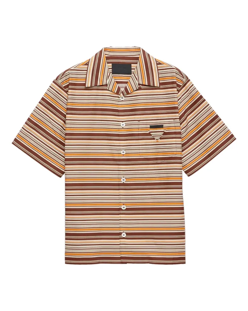 Prada Gestreiftes Bowlinghemd - Braun Braun