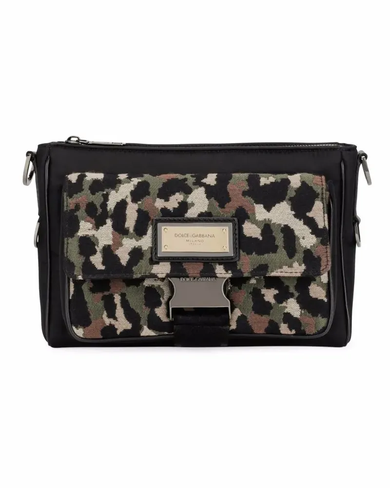 Dolce & Gabbana Kuriertasche mit Leoparden-Print - Schwarz Schwarz