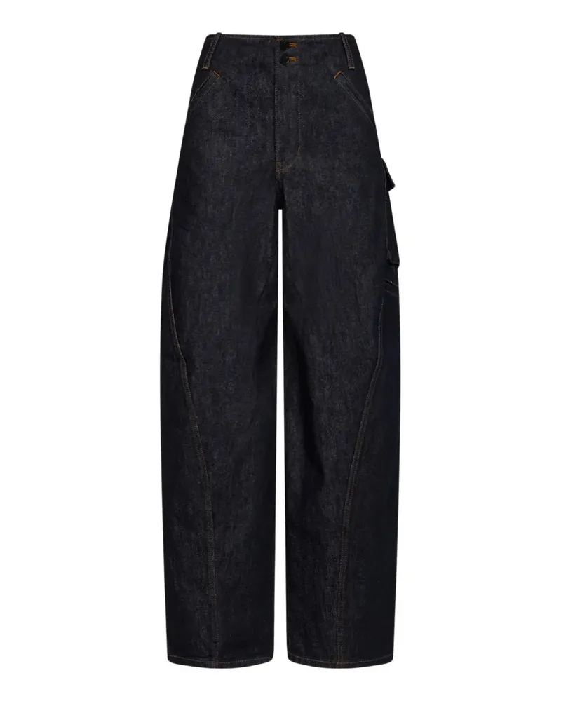 Self-Portrait barrel-leg cargo jeans - Blau Blau
