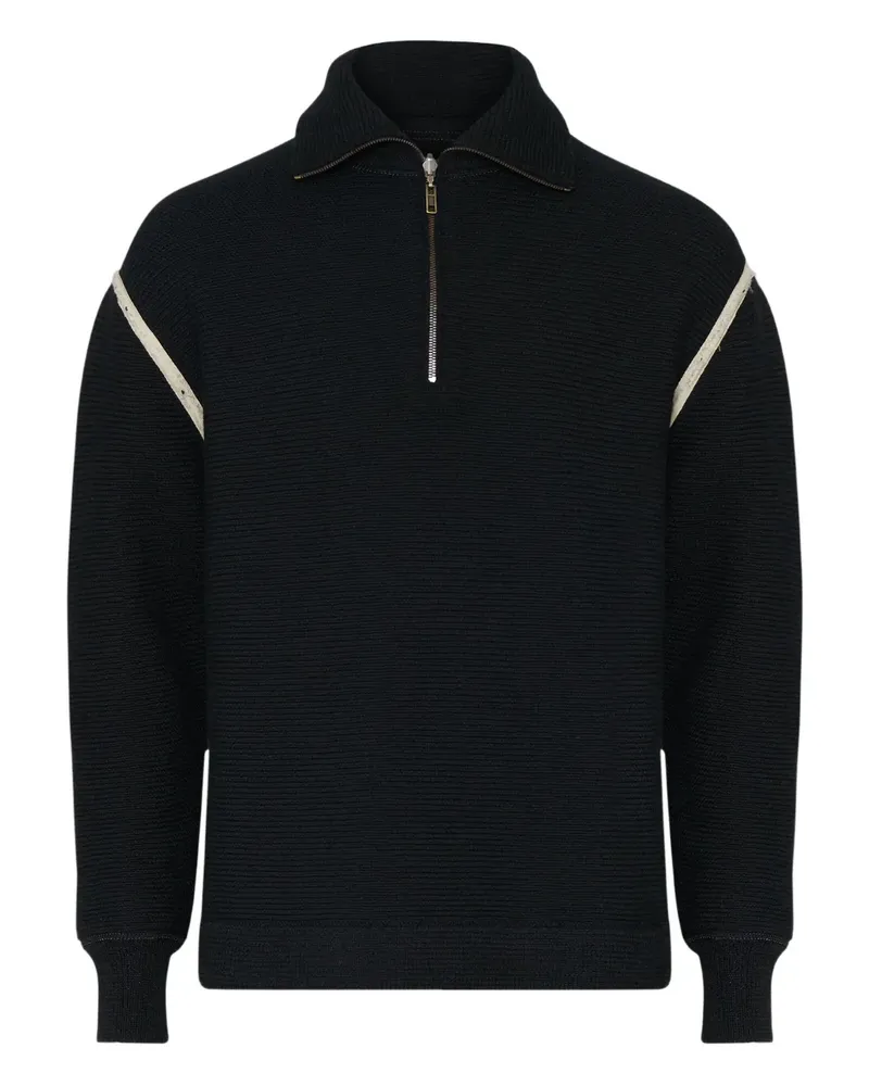 Maison Margiela Half-Zip-Pullover mit Ellenbogen-Patch - Schwarz Schwarz
