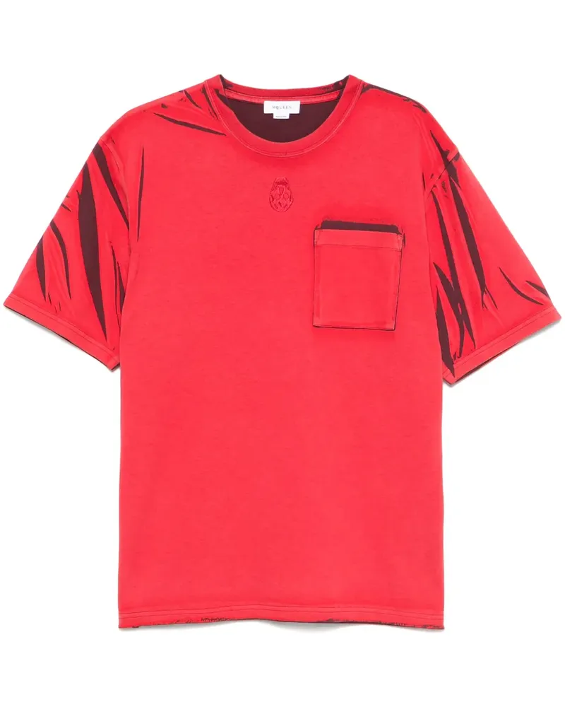 Alexander McQueen T-Shirt mit Totenkopf - Rot Rot