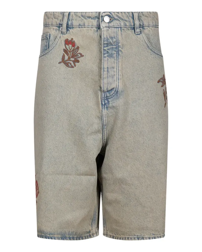 Drôle de Monsieur dusty embroidered floral shorts - Blau Blau