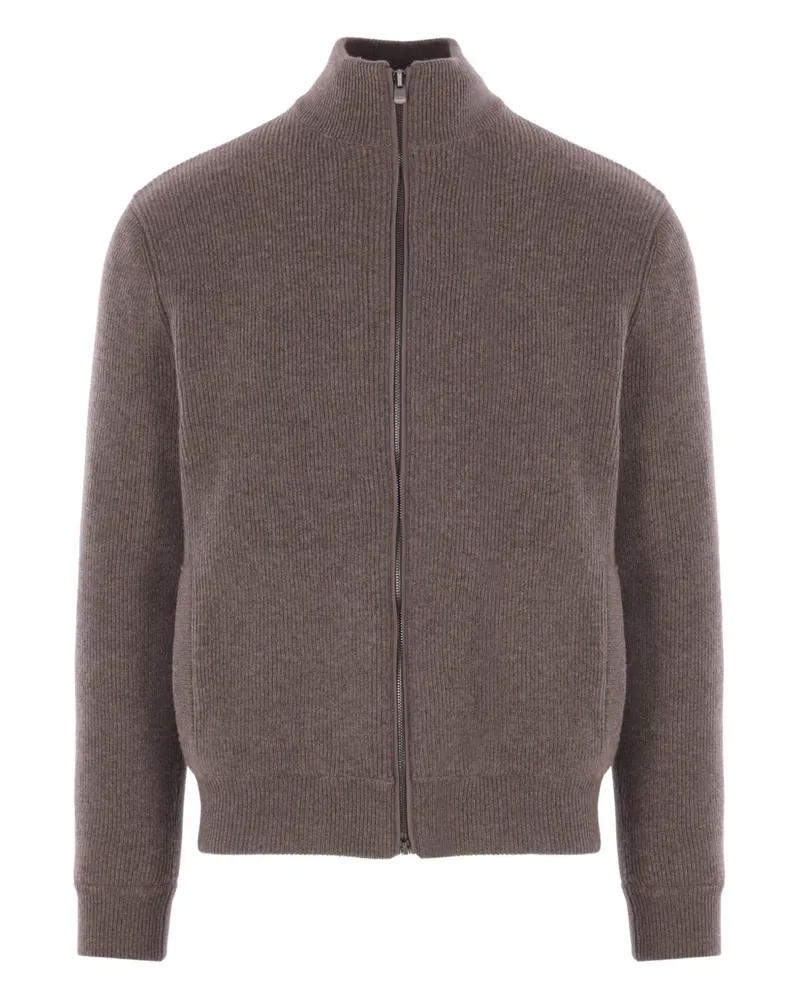 AGNONA Gerippter Cardigan mit Stehkragen - Braun Braun