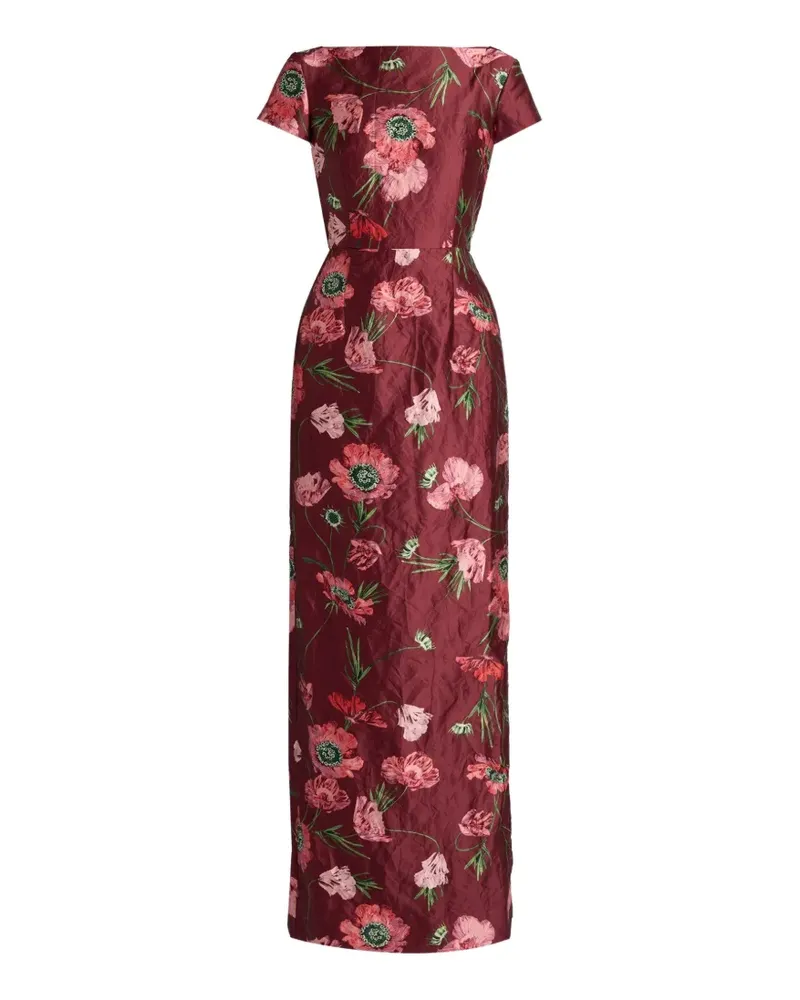 Erdem floral-print textured-satin gown - Rot Rot