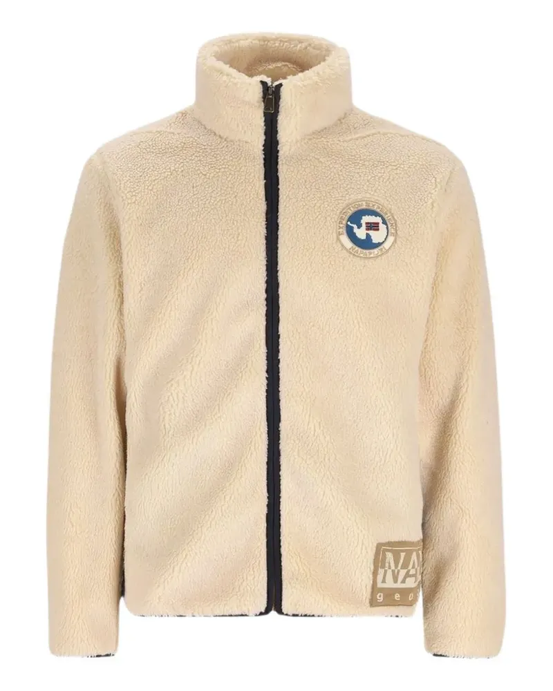 Napapijri logo-patch zip-up sweater - Nude Nude