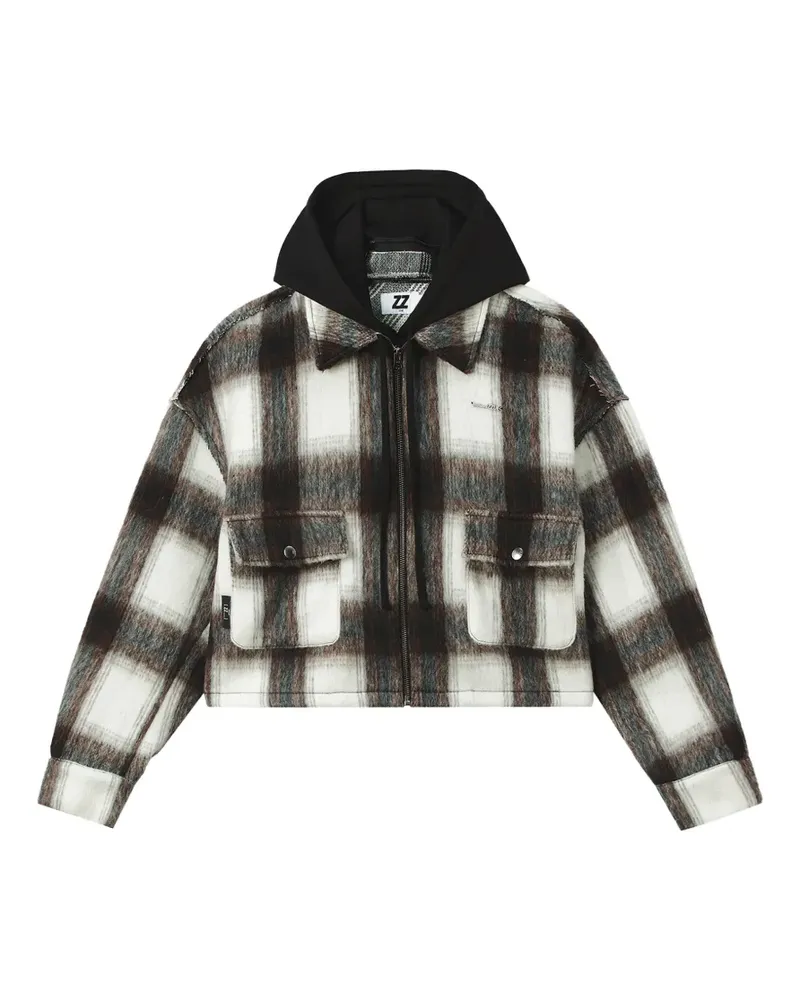 Izzue Kapuzenjacke mit Karomuster - Weiß Weiß