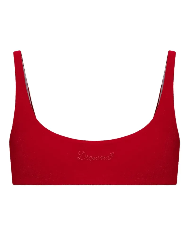 Dsquared2 logo-embroidered scoop-neck bikini top - Rot Rot