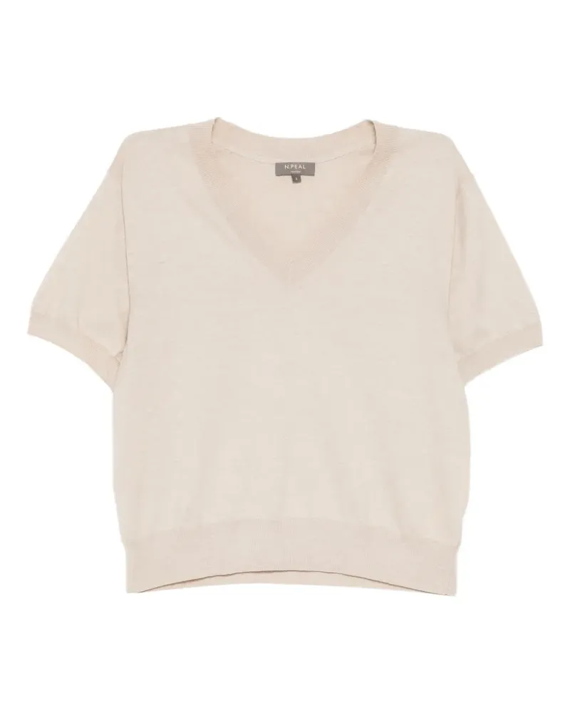 N.Peal T-Shirt mit V-Ausschnitt - Nude Nude