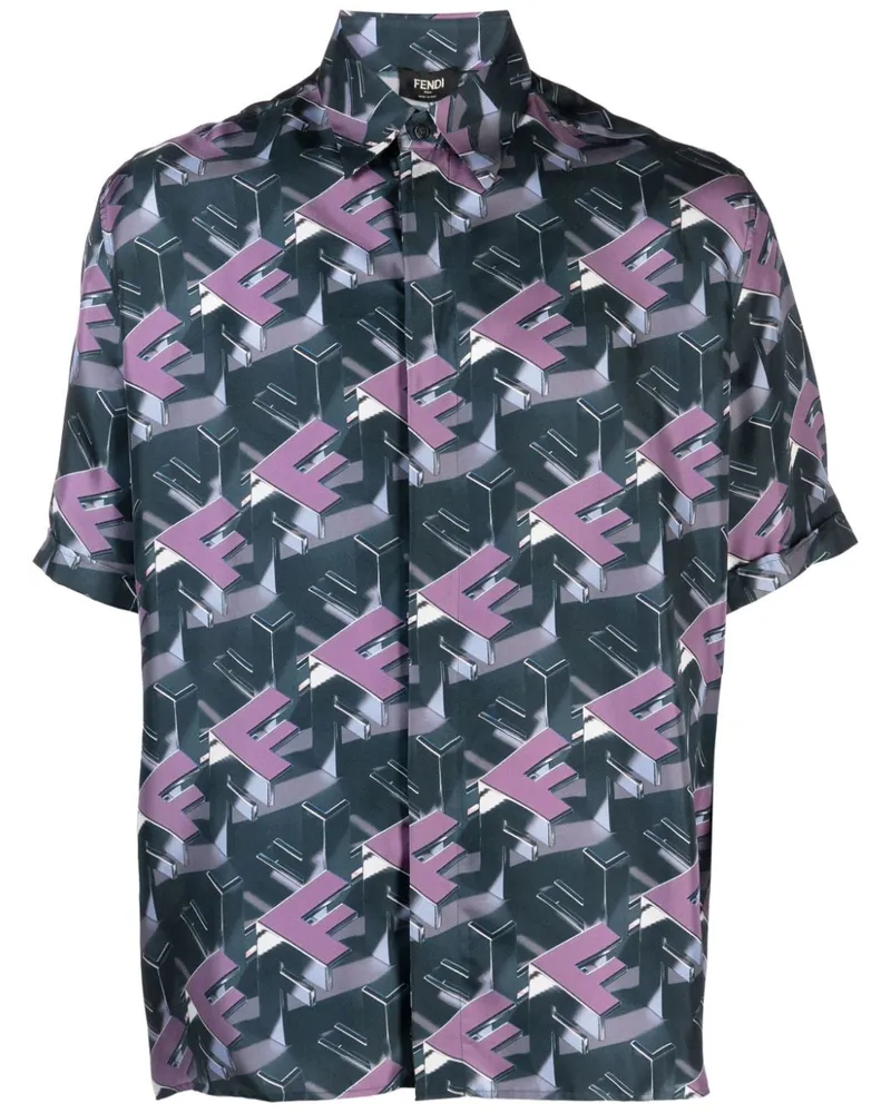 Fendi Seidenhemd mit  Block-Print - Violett Violett