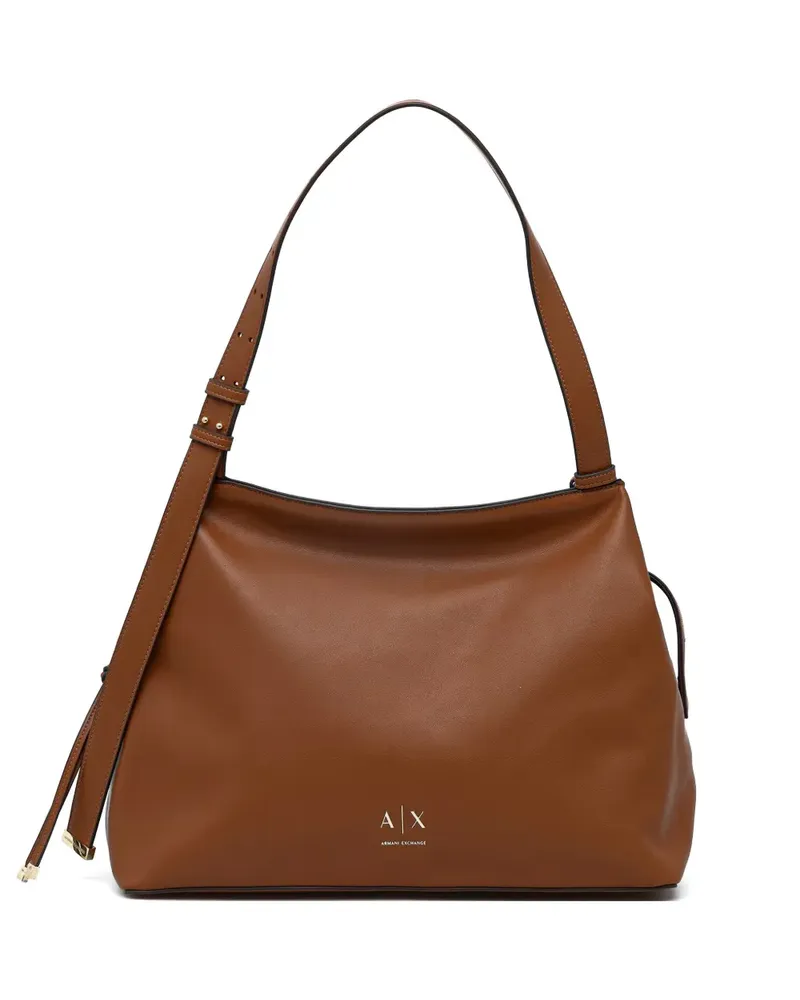 Armani Exchange logo-plaque adjustable-strap tote bag - Braun Braun