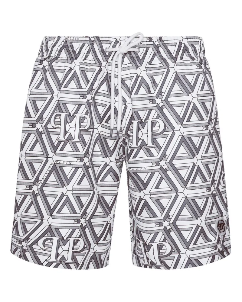 Philipp Plein Monogram Boxer Badeshorts - Weiß Weiß
