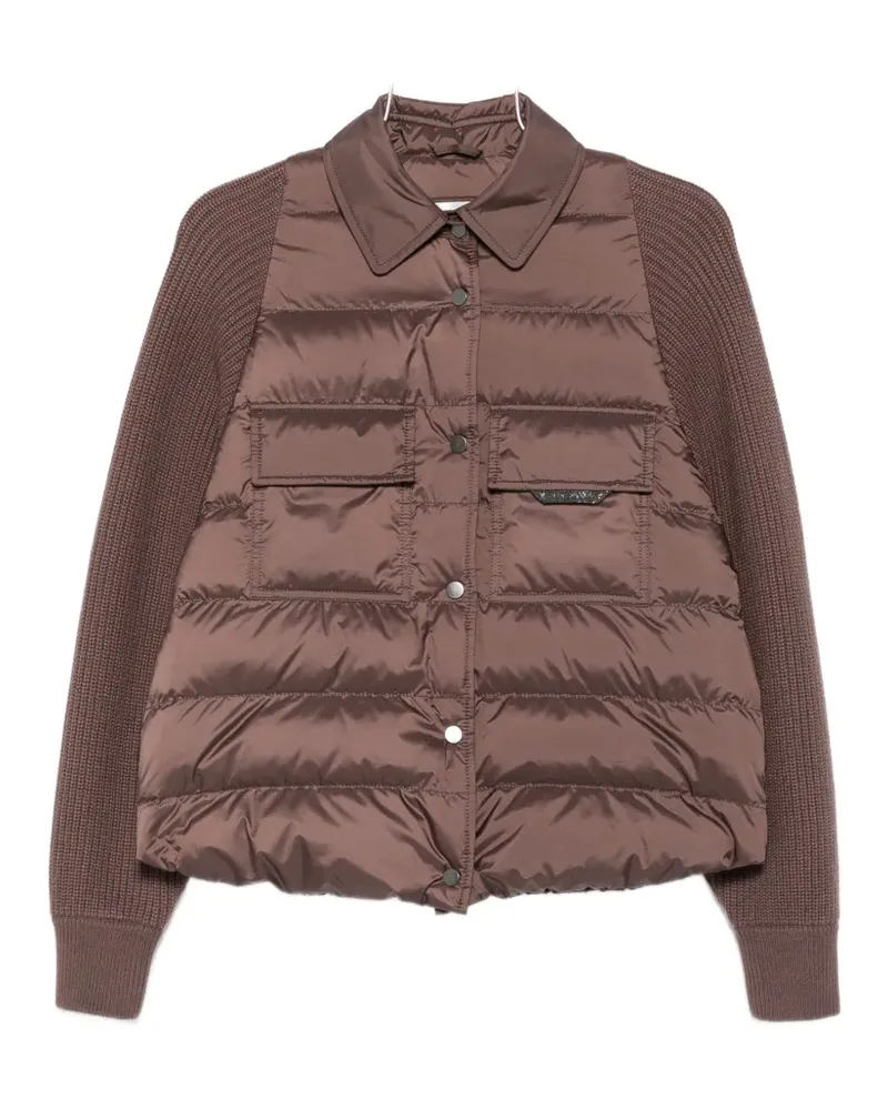 Brunello Cucinelli quilted-panel knit-sleeve jacket - Braun Braun