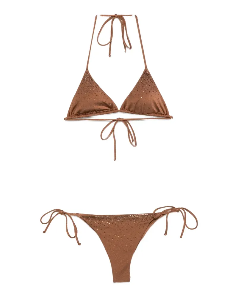 MC2 Saint Barth crystal-embellished halterneck bikini - Braun Braun