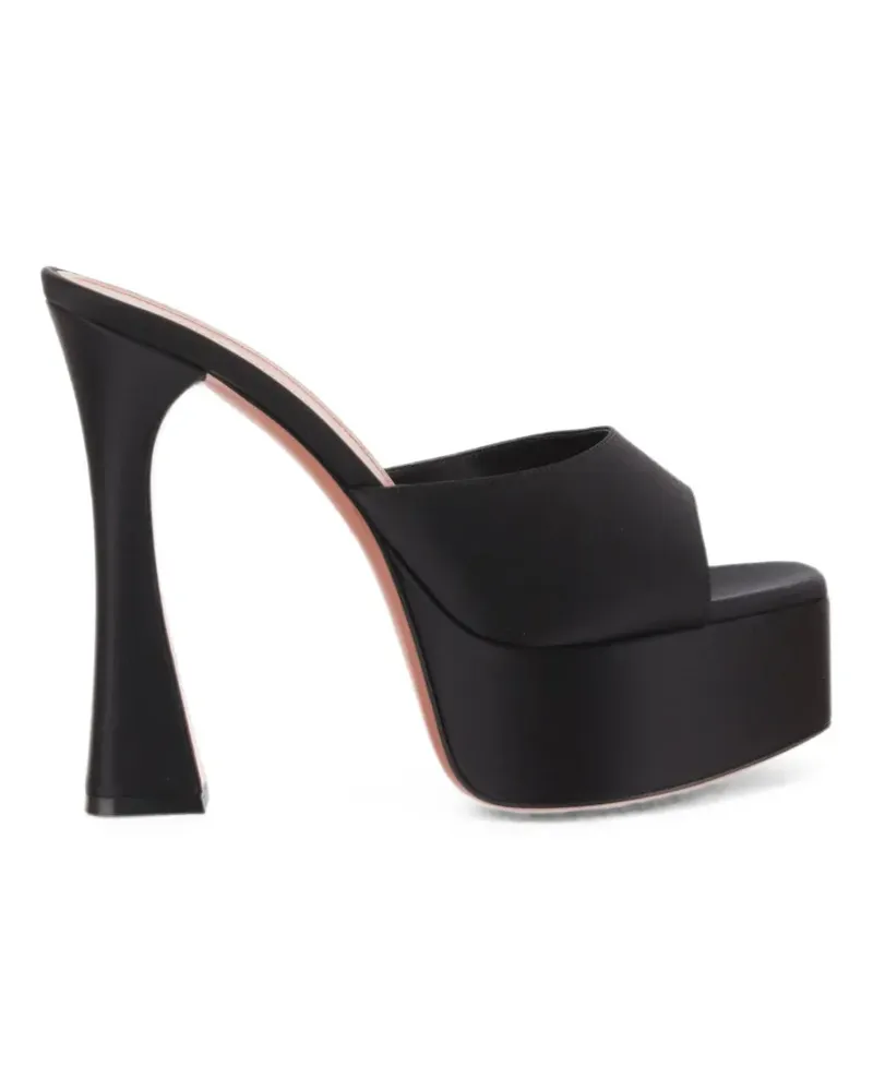 Amina Muaddi Dalida 140 plateau satin slippers - Schwarz Schwarz