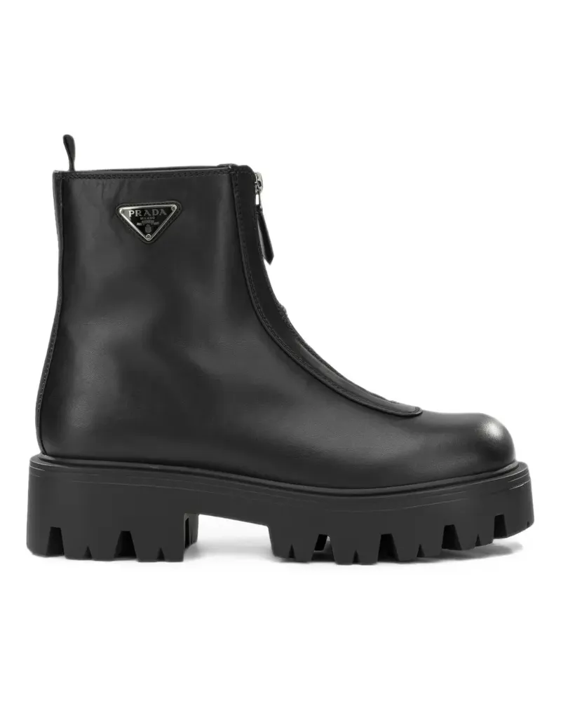 Prada leather zipper booties - Schwarz Schwarz
