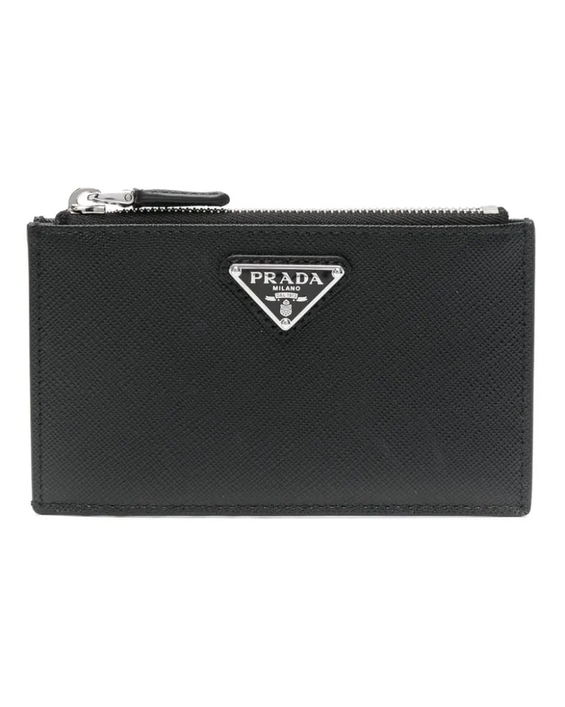 Prada Portemonnaie mit emailliertem Triangel-Logo - Schwarz Schwarz
