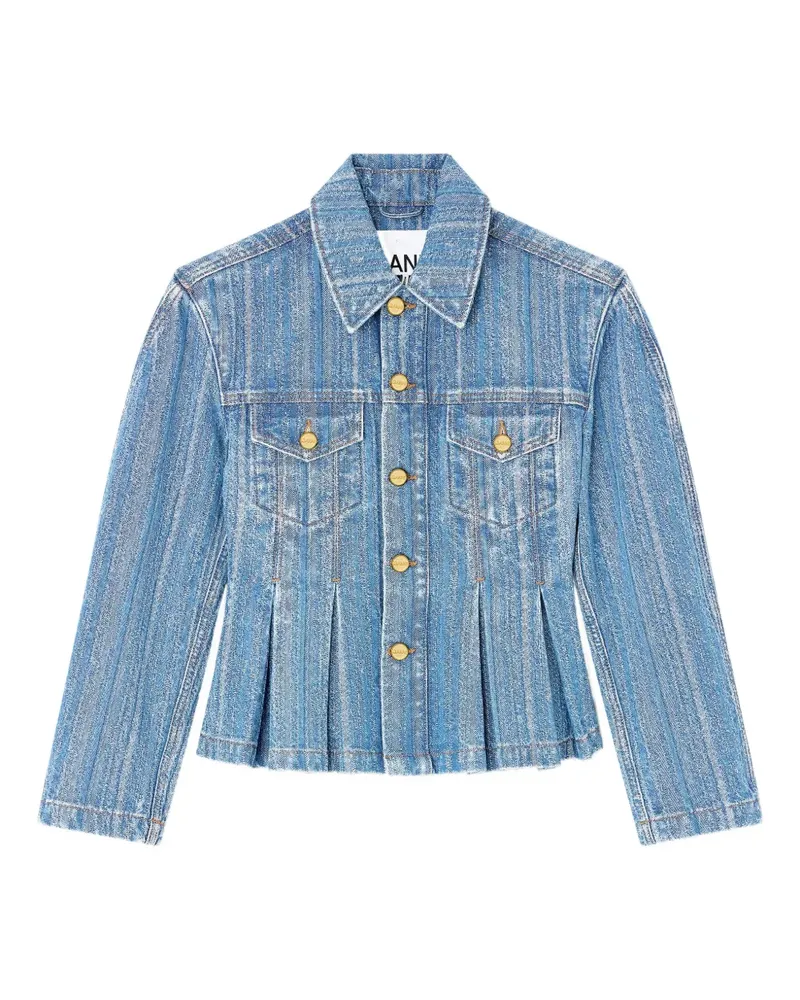 Ganni Jeansjacke mit Falten - Blau Blau