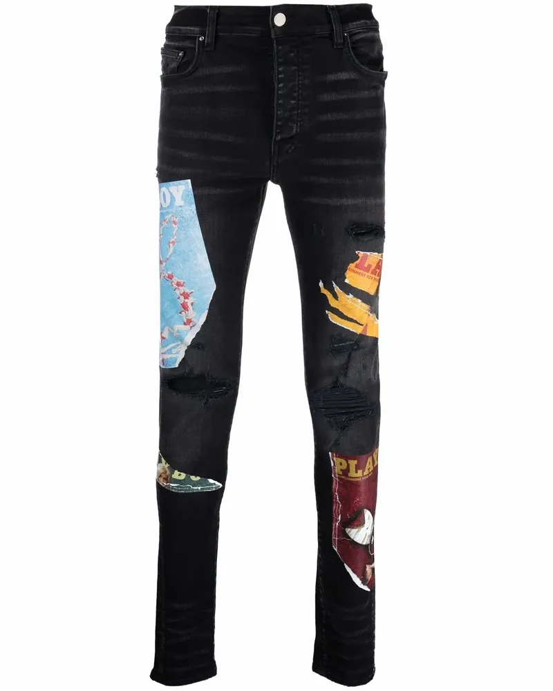 Amiri x Playboy Super-Skinny-Jeans - Schwarz Schwarz