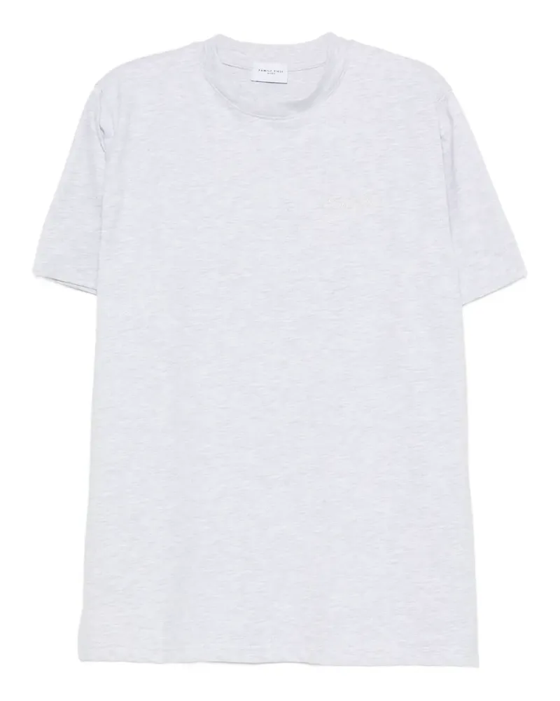 Family First Besticktes T-Shirt - Grau Grau