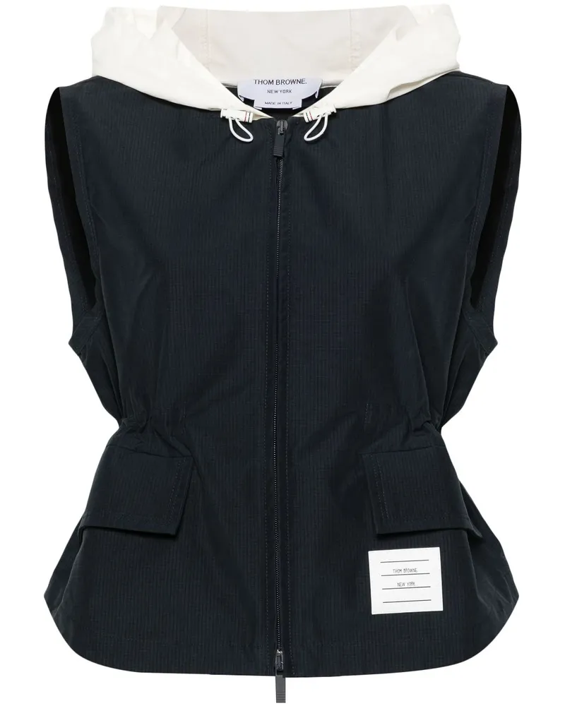 Thom Browne Ripstop-Weste mit Kapuze - Blau Blau