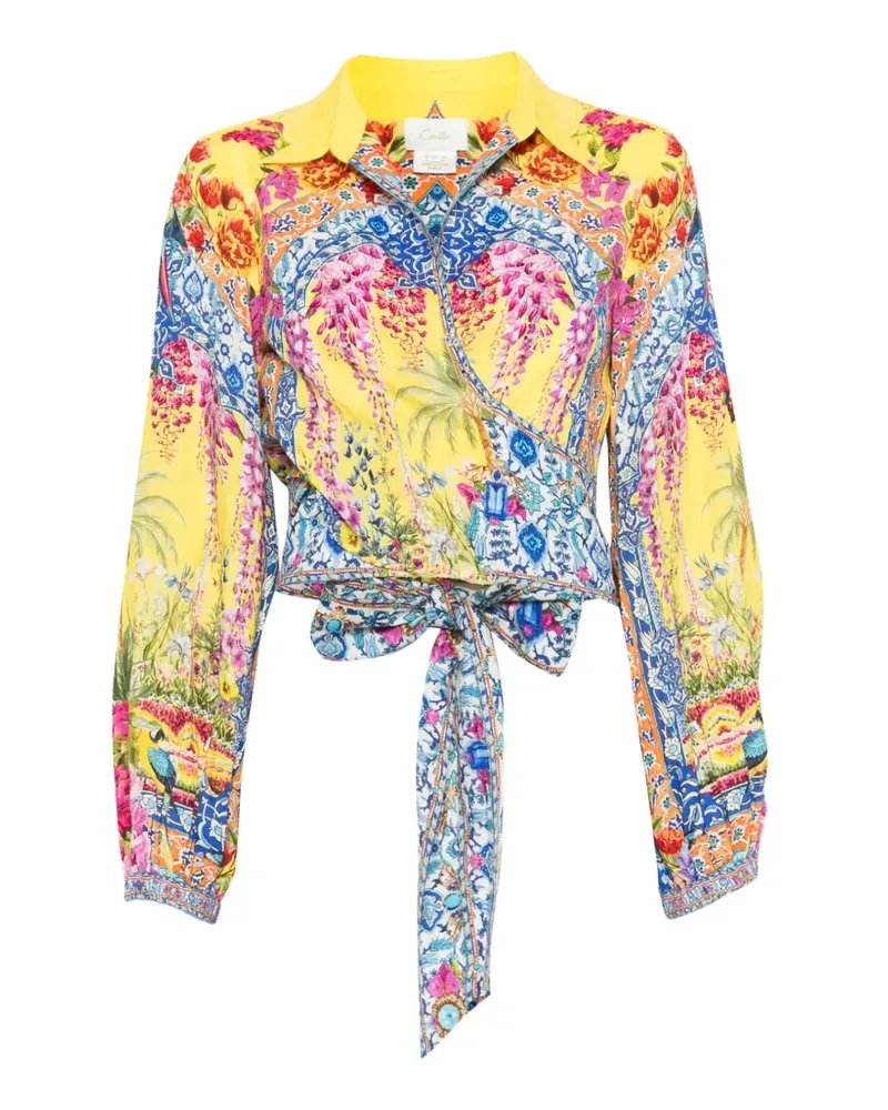 Camilla Wickelhemd mit Blumen-Print - Gelb Gelb