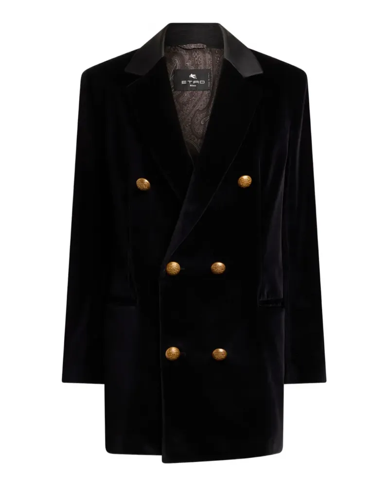 Etro Doppelreihige Jacke aus Baumwollstretch - Schwarz Schwarz