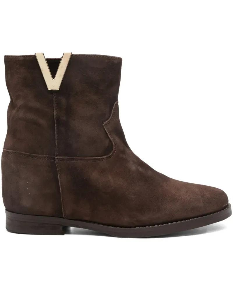 Julie Dee Wildlederstiefel mit V-Detail - Braun Braun