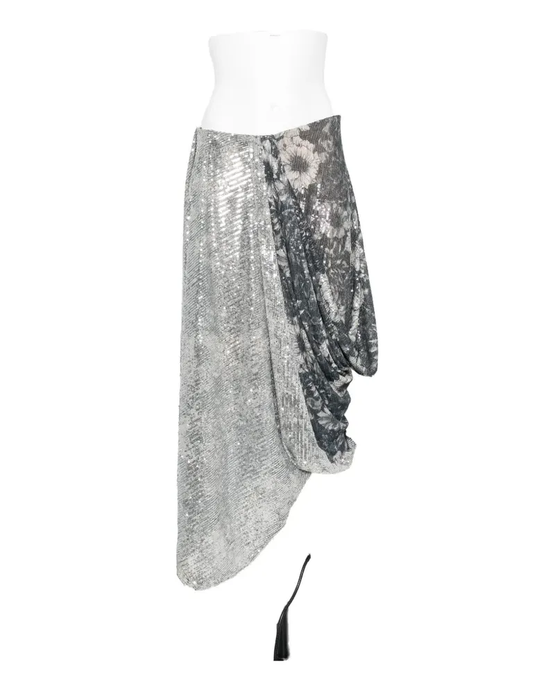 Maison Margiela sequin-embellished floral-print skirt - Grau Grau
