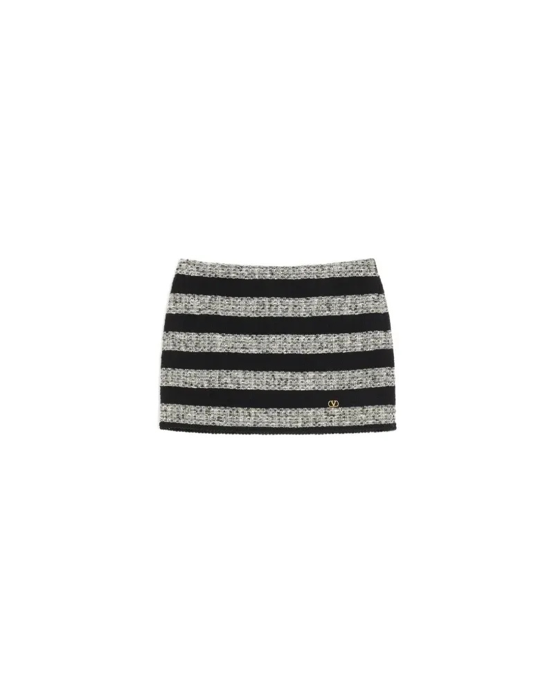Valentino Garavani Gestreifter Minirock aus Tweed - Schwarz Schwarz