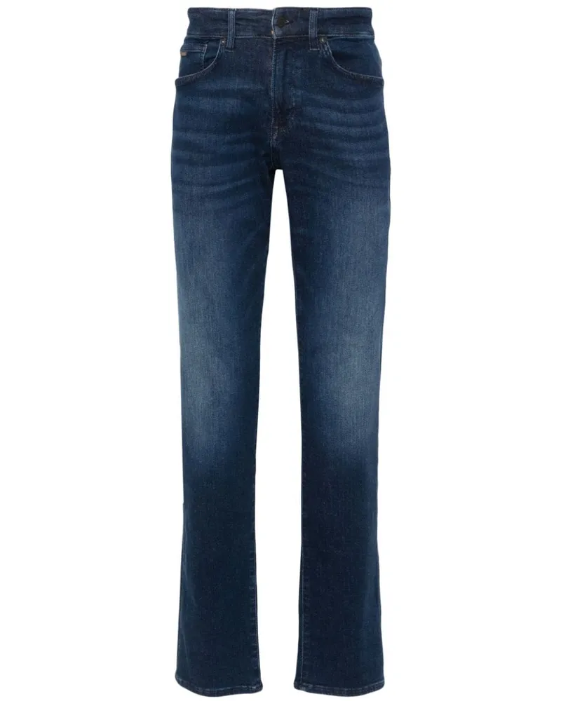 HUGO BOSS Tapered-Jeans mit Logo-Schild - Blau Blau