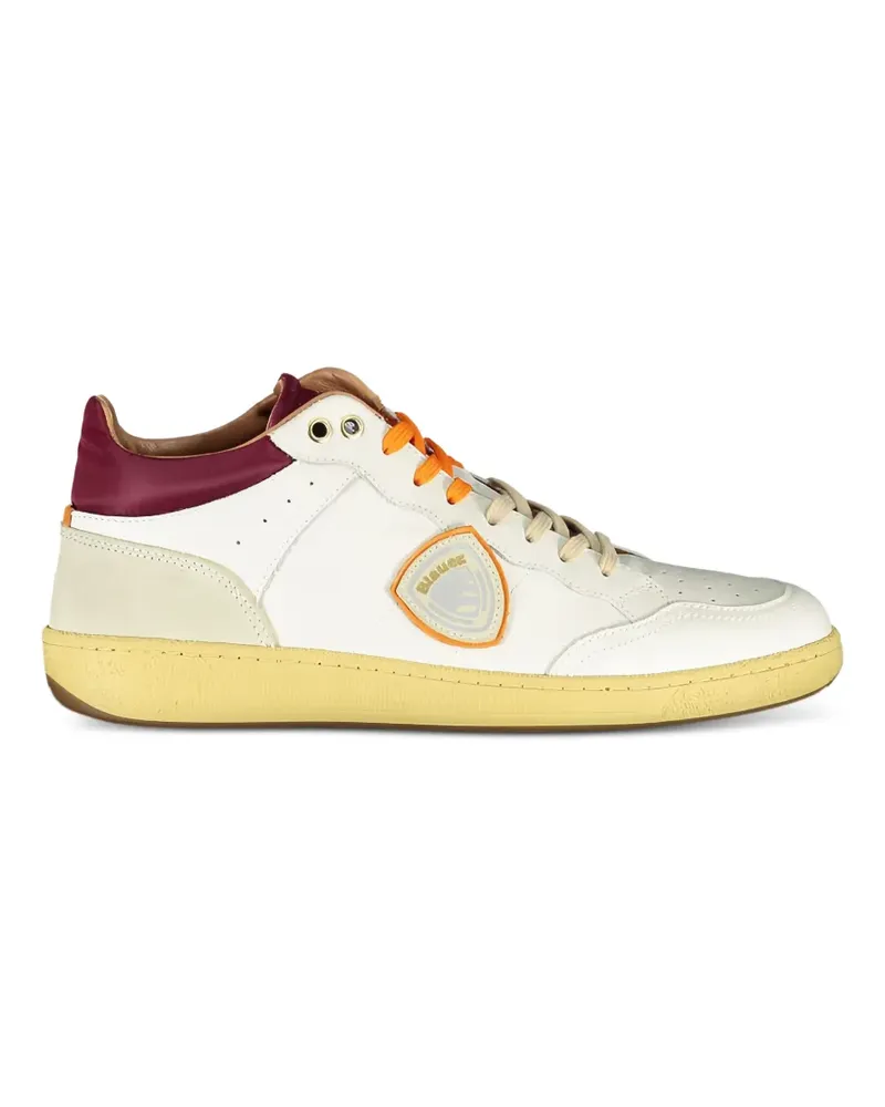 Blauer perforated panelled sneakers - Weiß Weiß